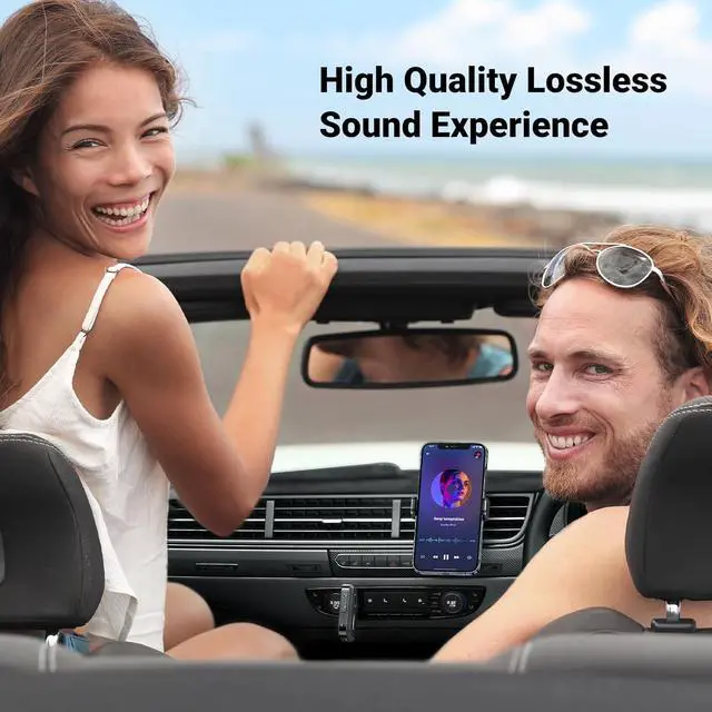 Alt view image 3 of 7 - 5.4 Aux Bluetooth Adapter Noise Cancelling 3.5mm AUX Bluetooth Car Adapter Wireless Audio Receiver for Home Stereo/Wired Speaker 15H Battery Life