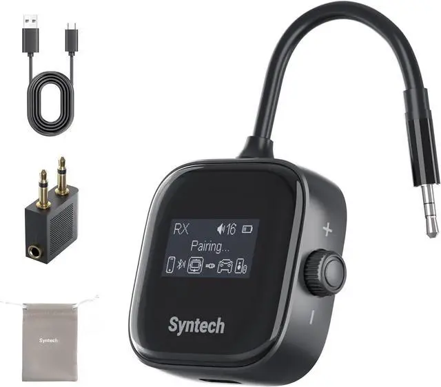 Main image of Airplane Bluetooth 5.4 Transmitter Receiver for 2 AirPods or Wireless Headphones HD Display Low Latency 3.5mm AUX Jack Bluetooth Audio Adapter for Flying TV Car Gym Home Stereo