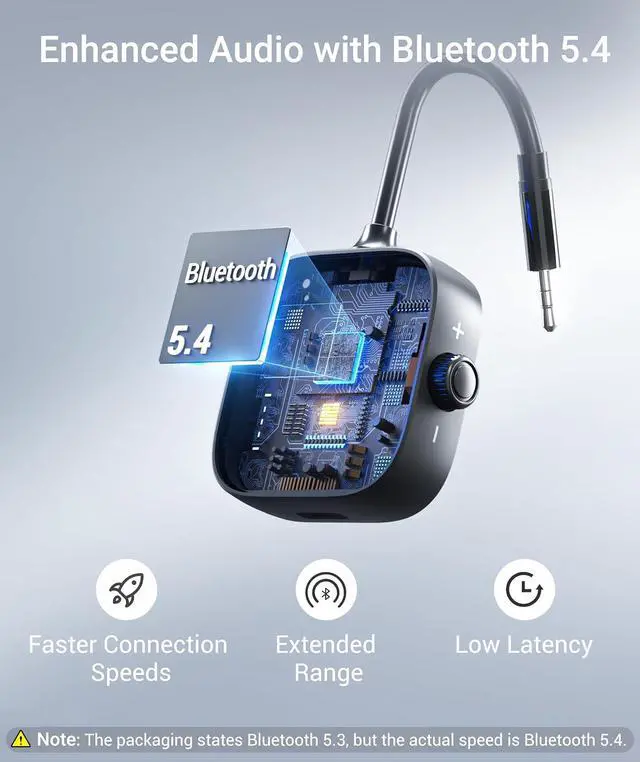 Alt view image 6 of 7 - Airplane Bluetooth 5.4 Transmitter Receiver for 2 AirPods or Wireless Headphones HD Display Low Latency 3.5mm AUX Jack Bluetooth Audio Adapter for Flying TV Car Gym Home Stereo