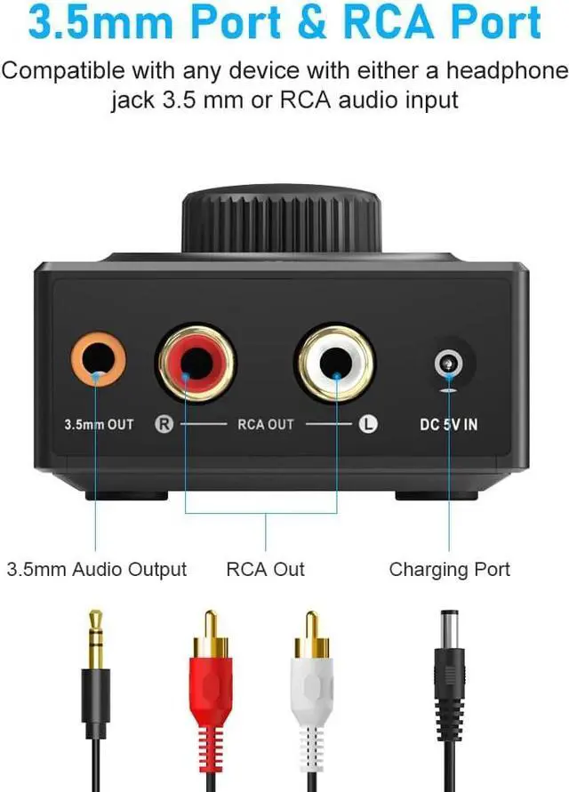 Alt view image 3 of 7 - B06T3 Bluetooth 5.3 Receiver 100ft RCA Bluetooth Audio Adapter for 3.5mm Jack AUX HiFi Home Stereo/Speaker from Smartphone/Tablet/Laptop Dual Link for Two Speakers SBC AAC Audio