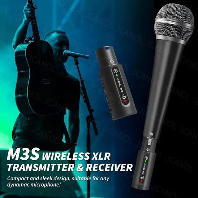 Alt view image 2 of 7 - M3S Wireless XLR Transmitter Receiver Wireless Microphone Adapter with 24-bit/192kHz High-Resolution Built in Mic Booster for Dynamic Microphone Audio Mixer PA System 164ft Range