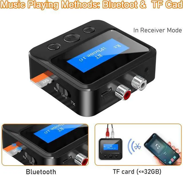 Alt view image 4 of 7 - Bluetooth Receiver for Old Stereo 3.5mm AUX Bluetooth Audio Adapter for Stereo Receiver Wired Speakers Home Theater Amplifier with RCA L/R 3.5mm Jack Low Latency for Music Streaming TF Card Play