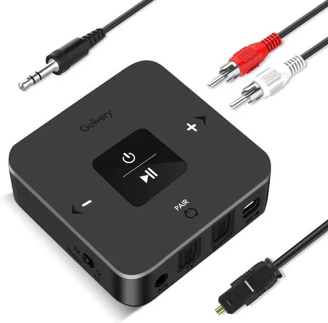 Main image of Bluetooth 5.0 Transmitter Receiver for TV Airplane 2 in 1 Bluetooth Adapter for PC/DVD/MP3/Home Stereo/Speaker/Gym Optical/RCA/AUX Connection 25 Hours Playtime Dual Link Volume Control
