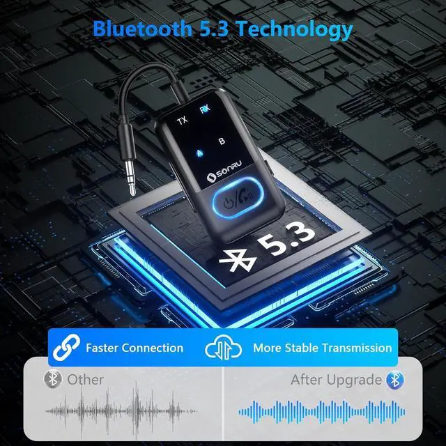 Alt view image 4 of 7 - Bluetooth 5.3 Transmitter Adapter for Airplane 2-in-1 Wireless Bluetooth Audio Transmitter Receiver for 3.5mm Aux Jacks on Flight/TV/Gym Equipment for up to 2 Wireless Headphones Cell Phones