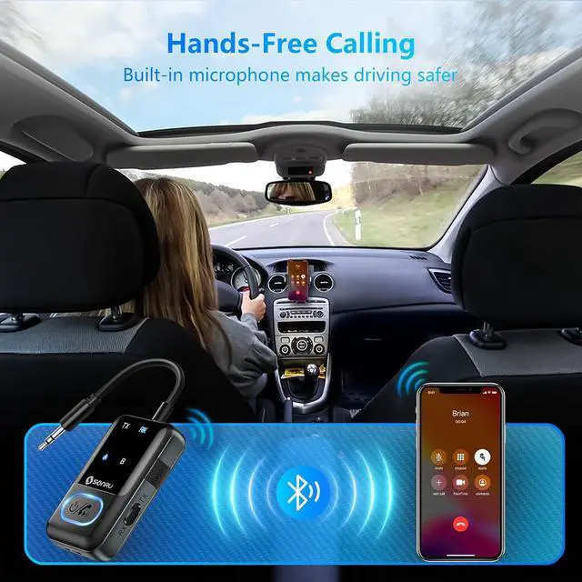 Alt view image 7 of 7 - Bluetooth 5.3 Transmitter Adapter for Airplane 2-in-1 Wireless Bluetooth Audio Transmitter Receiver for 3.5mm Aux Jacks on Flight/TV/Gym Equipment for up to 2 Wireless Headphones Cell Phones