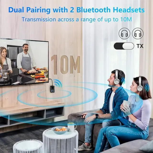 Alt view image 6 of 7 - Bluetooth 5.3 Transmitter Adapter for Airplane 2-in-1 Wireless Bluetooth Audio Transmitter Receiver for 3.5mm Aux Jacks on Flight/TV/Gym Equipment for up to 2 Wireless Headphones Cell Phones
