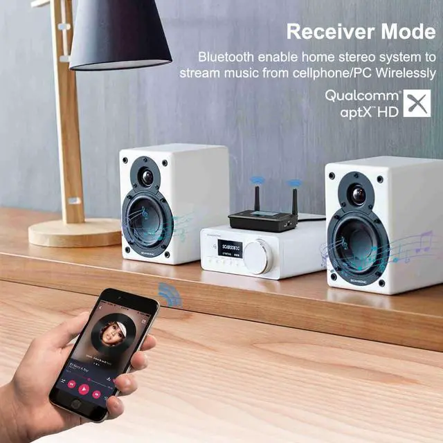 Alt view image 4 of 7 - B03+ Bluetooth Transmitter Receiver for TV Home Stereo Long Range Bluetooth 5.3 Adapter for TV Audio with Screen aptX Low Latency & HD Optical RCA AUX 3.5mm Inputs/Outputs