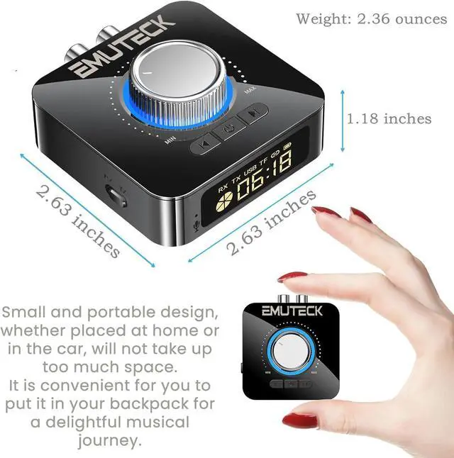 Alt view image 7 of 7 - Bluetooth 5.0 Audio Adapter 5-in-1 Wireless Transmitter Receiver for Car TV CD PC Home Stereo USB to AUX 3.5mm RCA Receiver Micro SD Card MP3 Player Transmitter for Headphones Speaker