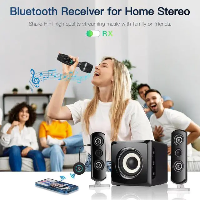 Alt view image 7 of 7 - Bluetooth 5.3 Transmitter for TV/Airplane 2-in-1 Bluetooth Transmitter Receiver for Home Stereo/Speakers/Headphones/PC/Car Wireless Adapter w/3.5mm AUX/RCA Jack Dual Link Low Latency 16H