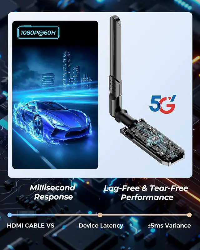 Alt view image 4 of 6 - 1313 FEET/400M Wireless HDMI Transmitter and Receiver with Adapter 4K Wireless HDMI Extender Kit Support 2.4/5GHz for Streaming Video and Audio to Monitor from Laptop/Pc/Tv Box