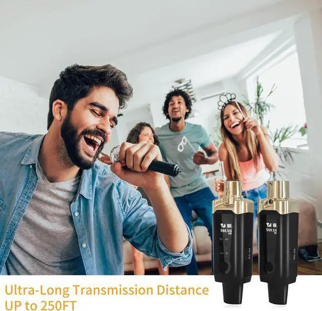Alt view image 5 of 6 - Wireless XLR Microphone Transmitter and Receiver UHF Wireless Mic System 16 Channels XLR Mic Adapter for Dynamic Microphone Audio Mixer Electric Guitar Bass 250ft Range