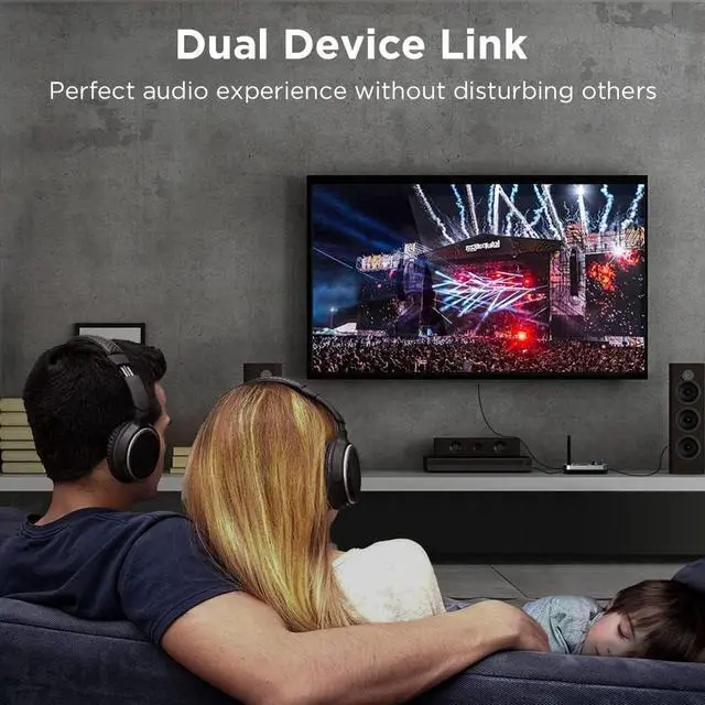 Alt view image 5 of 6 - Bluetooth Transmitter Receiver 3-in-1 Bluetooth 5.0 Audio Adapter for 2 Headphones With Bypass Volume Control Low Latency Long Range LCD Display ON/OFF Optical AUX RCA for TV Home Stereo Speaker
