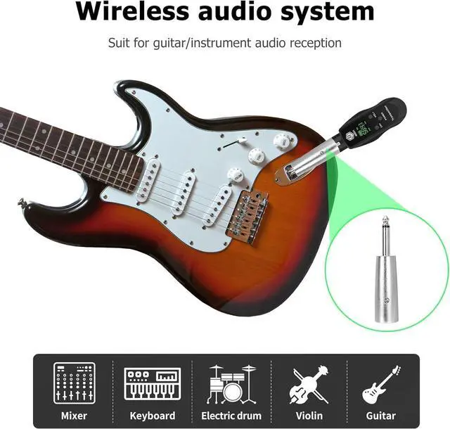 Alt view image 3 of 7 - UHF Wireless XLR Transmitter and Receiver with 48V Power Supply Rechargeable Mic Adapter 16 Channels 196ft Range for Dynamic/Condenser Mics Audio Mixer Electric Guitar Bass PA System