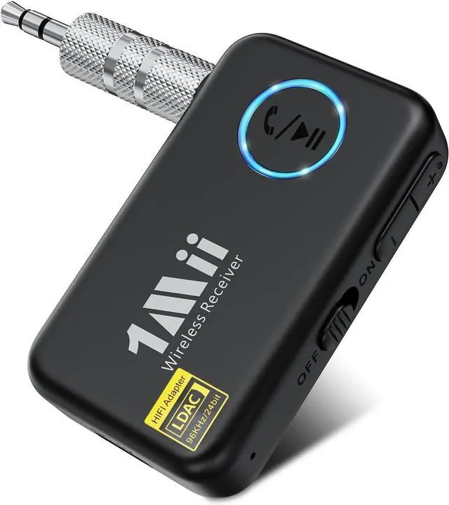 Main image of LDAC Bluetooth Aux Adapter for Car Wireless Bluetooth 5.3 Receiver with Volume Control 8H Battery Life Hands Free Calls Use in Car/Home Stereo/Wired Headphones/Speaker