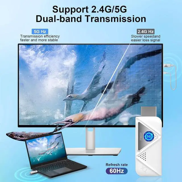 Alt view image 6 of 7 - Wireless HDMI Transmitter and Receiver 164ft/50m 4K Decode Plug and Play 1080P Portable Wireless HDMI Extender 2.4G/5GHz for Streaming Video and Audio to Monitor from Laptop/PC/Projector/TV Box
