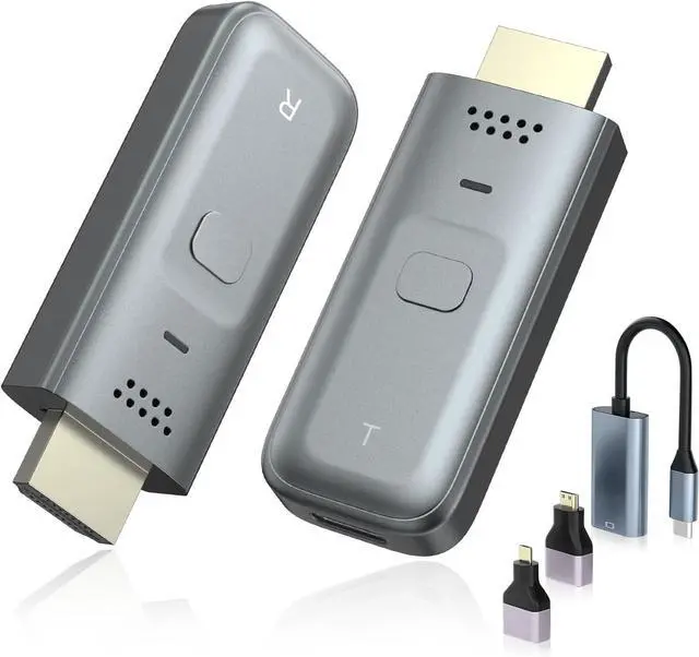 Main image of Wireless HDMI Transmitter and Receiver Plug & Play Portable Wireless HDMI with Adapter 4K Decode Transmit to 1080P Output Support 2.4/5GHz 100FT for Streaming Video Laptop/Pc/Tv Box