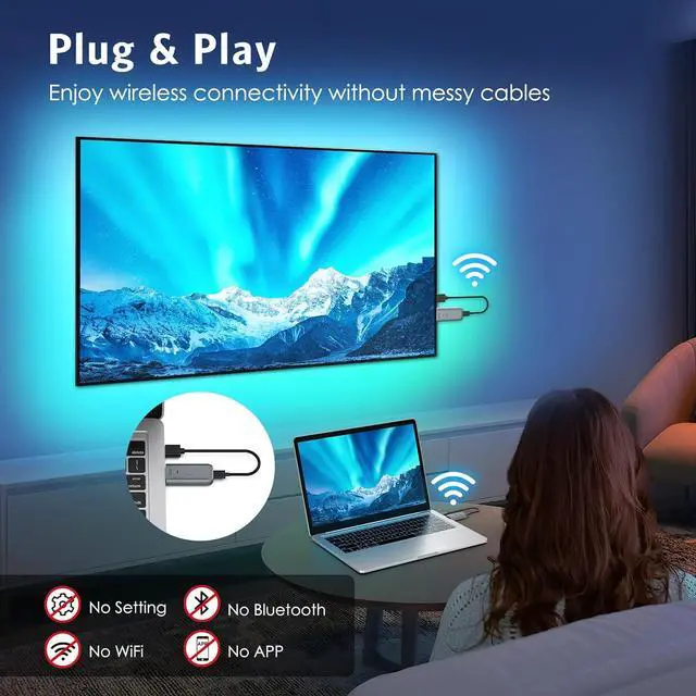 Alt view image 6 of 7 - Wireless HDMI Transmitter and Receiver Plug & Play Portable Wireless HDMI with Adapter 4K Decode Transmit to 1080P Output Support 2.4/5GHz 100FT for Streaming Video Laptop/Pc/Tv Box