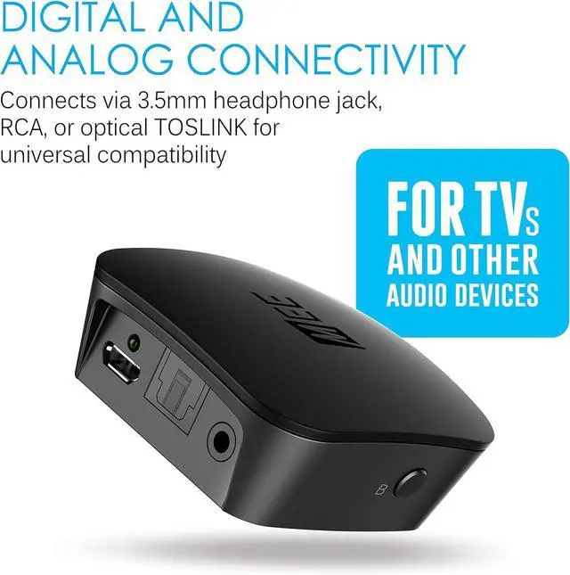 Alt view image 3 of 7 - Connect Bluetooth Audio Transmitter for up to 2 Wireless Headphones/Speakers Bluetooth Streamer Adapter with AptX Low Latency for TV/PC/Airplane/Gym with 3.5mm/AUX/RCA/Optical Input