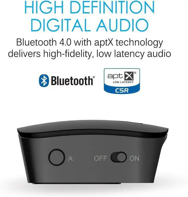 Alt view image 5 of 7 - Connect Bluetooth Audio Transmitter for up to 2 Wireless Headphones/Speakers Bluetooth Streamer Adapter with AptX Low Latency for TV/PC/Airplane/Gym with 3.5mm/AUX/RCA/Optical Input