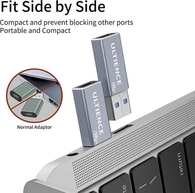 Alt view image 6 of 7 - 10Gbps Double Sided USB to USB C Adapter Type C Female to USB 3.2 Male Adapter - 60W Fast Charging for iPhone 16 15 14 Plus Pro Max Laptop  Galaxy S24 23 Car