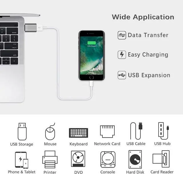 Alt view image 2 of 6 - USB C to USB Adapter 3.1 Gen 2 10Gbps USB to USB C Adapter USB-C Male to USB 3.0 A Female USB 3.2 Type C OTG Converter for MacBook pro Laptop PC iMac iPad air