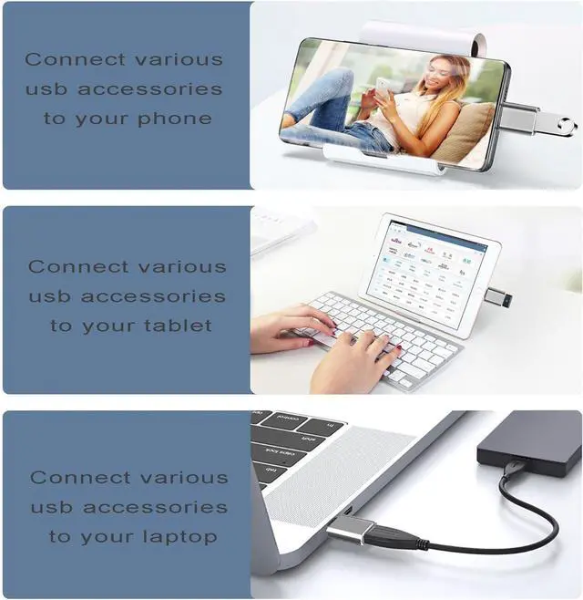 Alt view image 3 of 6 - USB C to USB Adapter 3.1 Gen 2 10Gbps USB to USB C Adapter USB-C Male to USB 3.0 A Female USB 3.2 Type C OTG Converter for MacBook pro Laptop PC iMac iPad air