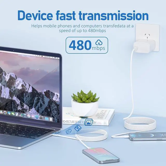 Alt view image 2 of 7 - USB C to Lightning Cable  MFi Certified 5 Pack/6 FT iPhone Charger Fast Charging White Flow Silicone Cord for iPhone 14 13 12 11 Pro Max Xr Xs 8