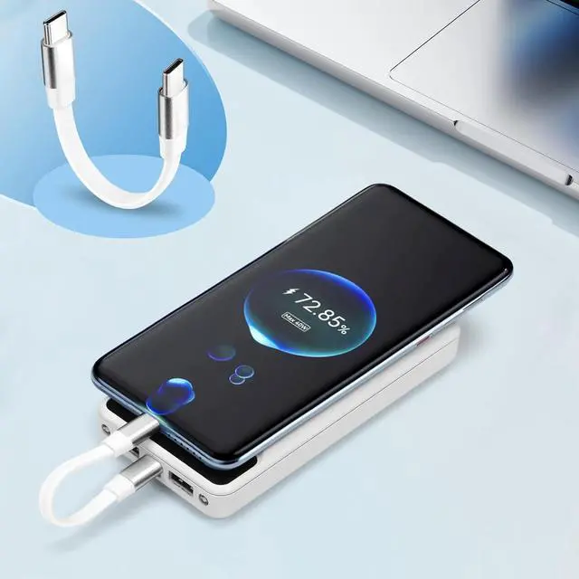Alt view image 4 of 6 - 3-Mixed Pack Super Short Charging Cables | USB C to Lightning C to Micro USB C to Type C Ultra-Soft Flat Cords Perfect for Charging Station or Handheld Charging with Power Bank and Travel/White