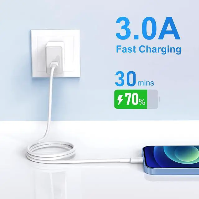 Alt view image 3 of 7 - Real 20W USB C to Lightning Cable for iPhone Fast Charging Cable [3ft 3Pack] Mfi Certified USB-C Power Rapid Charger Cord for iPhone 14/13/12/12 Pro Max/11/11Pro/XS/Max/XR/X/8/8Plus/iPad-White