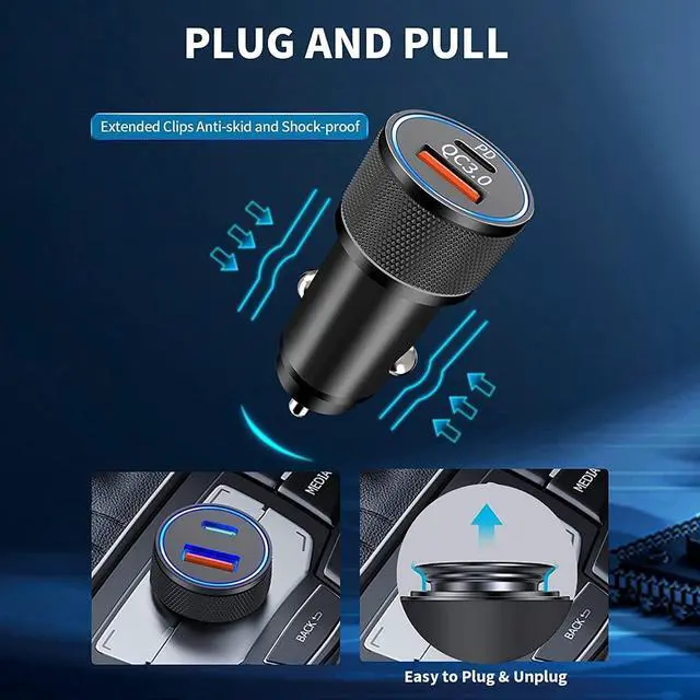 Alt view image 7 of 7 - iPhone Fast Car Charger and Carplay Cable 38W Dual Port USB A and USB C Car Charger Adapter with 2Pack 3.3ft Fast Charging Type C to Lightning Cable for 14 13 12 11 XS XR X 8 7 6 5 SE iPad