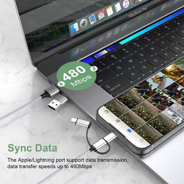 Alt view image 4 of 7 - Multi 5 in 1 Universal USB Charging Cable 3M/10FT USB A/Type C to Lightning+Type C+Micro USB Nylon Braided Sync Charger Cord Adapter for  iPhone16 15 14/iPad/Android//- for Uber Car