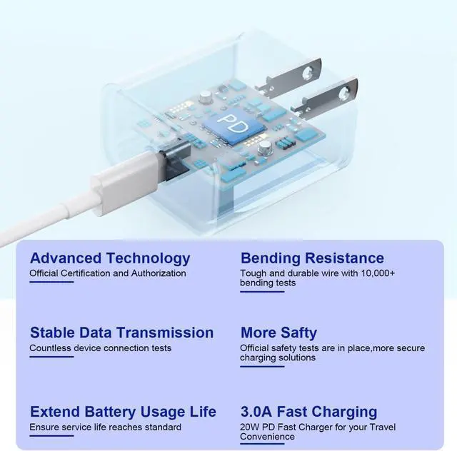 Alt view image 6 of 7 - Fast  iPhone Charger 2Pack  Charge Cable iPhone Charger Fast Charging 6Foot Phone Charging USB C Charge Adapter 6FT Type C to Lightning Cable for iPhone 14/13/12/11 Pro Max/XR/XS/SE2022/iPad