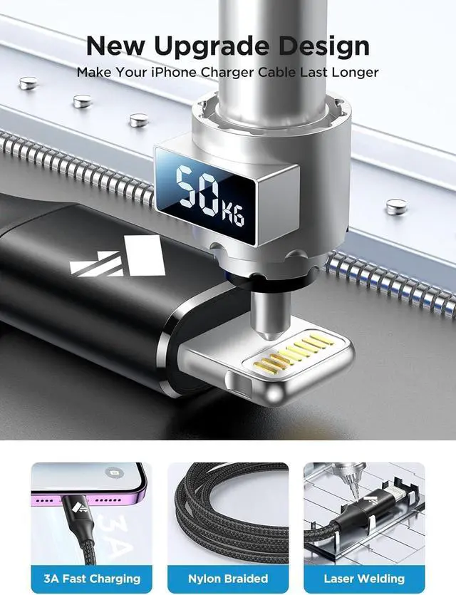 Alt view image 4 of 7 - USB C to Lightning Cable 6ft 2Pack Power Delivery USB C iPhone Cables MFi Certified Braided Type C iPhone Charger Cord Fast Charging for iPhone 14 13 12 11 Pro Max X XS XR 8 7 6s Plus SE iPad (Black)
