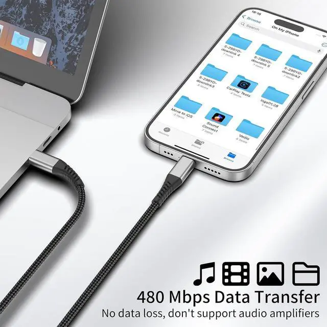 Alt view image 4 of 7 - 2ft USB C to Lightning Cable 3 Pack Braided 2 Foot USB C iPhone Charger Cord MFi Certified 2 ft iPhone Lightning Cable PD Fast Charging for iPhone 14 13 12 11 Pro Max Xs Plus iPad Air Mini Black