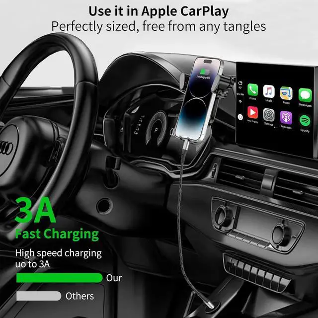 Alt view image 5 of 7 - 2ft USB C to Lightning Cable 3 Pack Braided 2 Foot USB C iPhone Charger Cord MFi Certified 2 ft iPhone Lightning Cable PD Fast Charging for iPhone 14 13 12 11 Pro Max Xs Plus iPad Air Mini Black