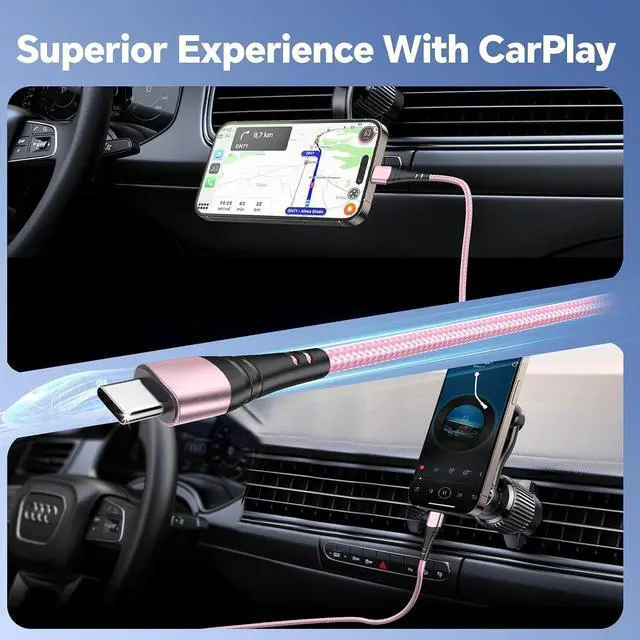 Alt view image 5 of 7 - USB C to USB C Cable 2Pack 100W USB C to Type C Cable Fast Charge 10FT Long USB C Cable Compatible with Phone 16 15 Pro Plus Pro Max for S24 S23 for Pad Pro for Galaxyy S24 S23 S22 and More-Pink