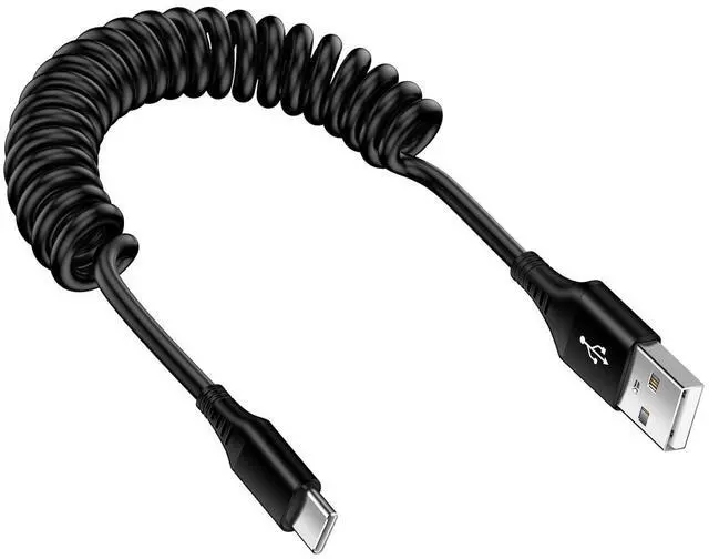 Main image of S24 Ultra FE Coiled USB C to USB A Cable Fast Charging for Galaxy S24+/S23/S22/S21 S25/S25+ 3FT Retractable Android Phone Car Charger Cord for iPhone 16 15 Pro Max Plus Google Pixel 9/8/7/6