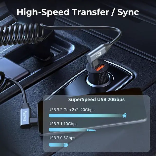 Alt view image 3 of 7 - SMALLRIG Bundle USB C to USB C Coiled Data Cable (Angled to Angled) 4793 Magnetic Phone Holder for Gym 5582