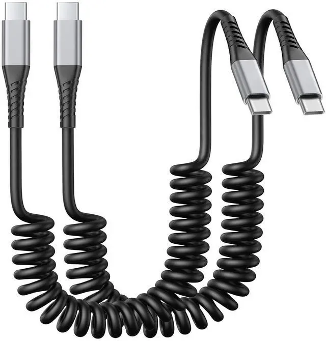 Main image of Coiled USB C to USB C Cable 3FT 2Pack Retractable Car Charger Cord Type C to C Cable Fast Charging for iPhone 16 15 Pro Max iPad MacBook  Galaxy S23 S24 USBC to USBC Cables for Car