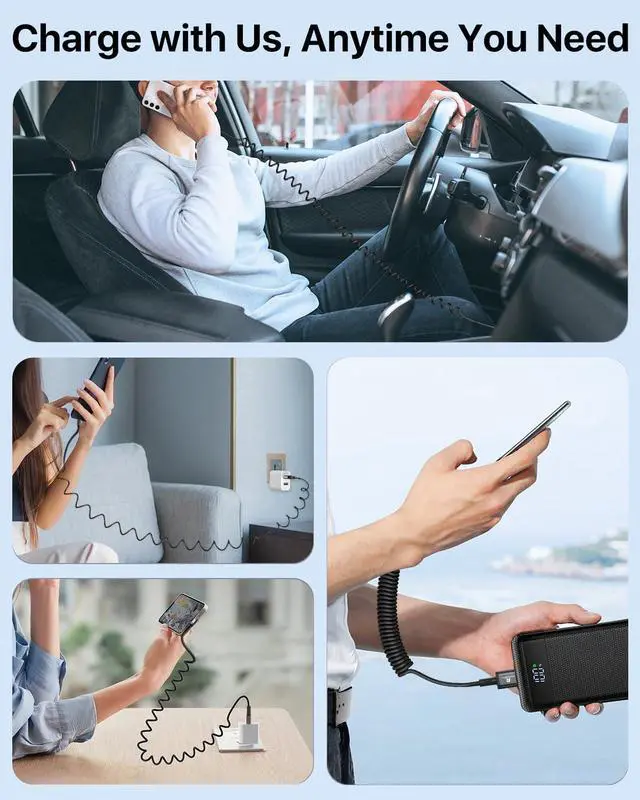 Alt view image 5 of 7 - Coiled USB C Cable Right Angle USB A to USB C Coiled Cable for Android Auto/Carplay USB Type C Fast Charging Recommended Length [1.5FT-4FT 2Pack] for iPhone 16/15 Series for  S25 S24 S23