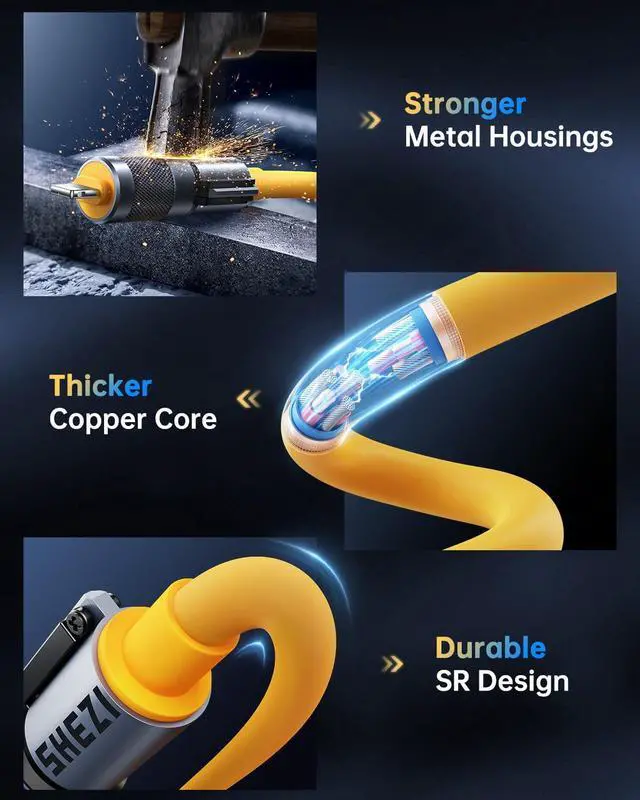 Alt view image 6 of 6 - 4-in-1 Coiled USB C Cable for Car 5FT [100W Fast Charging] Compatible with Lightning Cable [CarPlay & Android Auto] Multi Charger Cord Combo with L/Type C/USB A Ports for iPhone/iPad (Yellow)