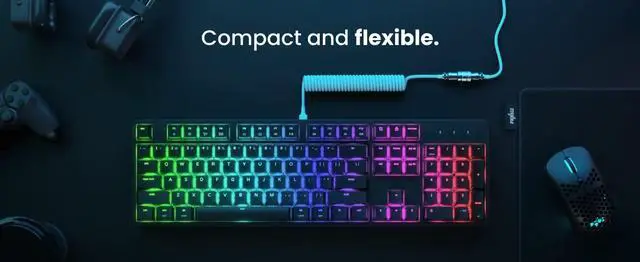 Alt view image 3 of 4 - Ultra Custom Coiled Aviator USB C Cable for Gaming Keyboard Double-Sleeved Mechanical Keyboard Cable with Detachable Metal Aviator 1.8M USB-A to USB-C Premium Black Color (Black)