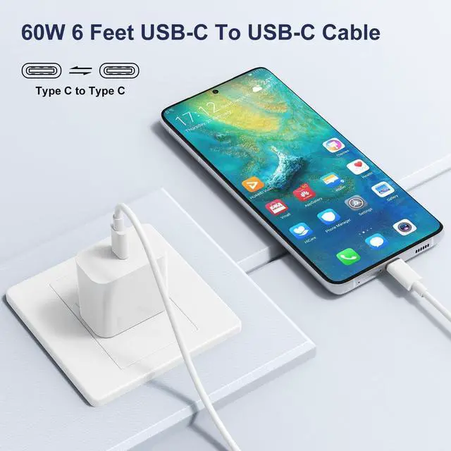 Alt view image 2 of 7 - USB C to USB C Charging Cable 3Pack 6ft 60W Type C to Type C Fast Charger Cord for iPhone15/Pro/Max/mini/Plus/iPad Pro iPad mini iPad Max Air5 MacBook Air
