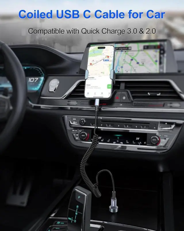 Alt view image 2 of 7 - 2Pack Car Carplay Coiled USB C Cable 1ft - USB C Cable for Car Coiled USBC Charger Cable Compatible with iPhone 16/15/Plus/Pro/Pro Max/ Galaxy S24