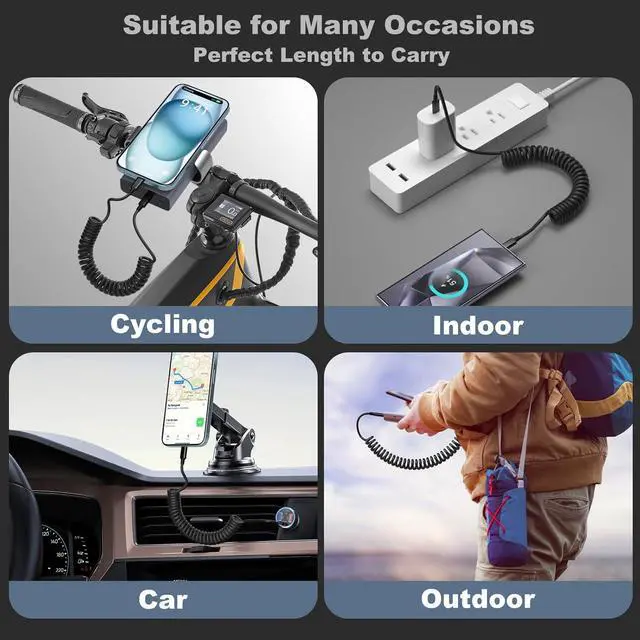 Alt view image 5 of 7 - Coiled USB C Cable for Car USB c to USB c iPhone 16 Carplay Cable 60W Fast Charging 3FT Retractable Type C Android Auto Car Charger Cord for  Galaxy S25 S24 S23 A56 A16 iPhone 16 15 Pro