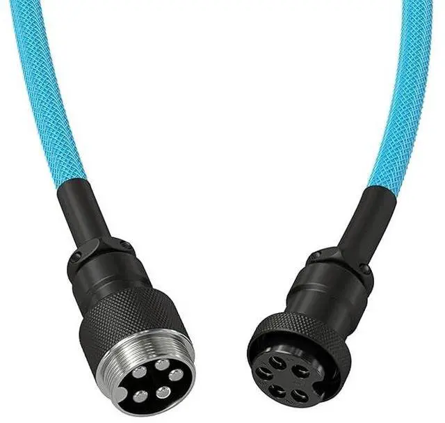 Alt view image 2 of 7 - Coiled Keyboard Cable  Coiled USB C Cable Artisan Braided Cables for Mechanical Gaming Keyboard Coiled Cable - Custom Keyboard Cable (Electric Blue)