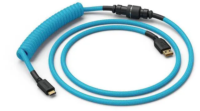 Alt view image 5 of 7 - Coiled Keyboard Cable  Coiled USB C Cable Artisan Braided Cables for Mechanical Gaming Keyboard Coiled Cable - Custom Keyboard Cable (Electric Blue)