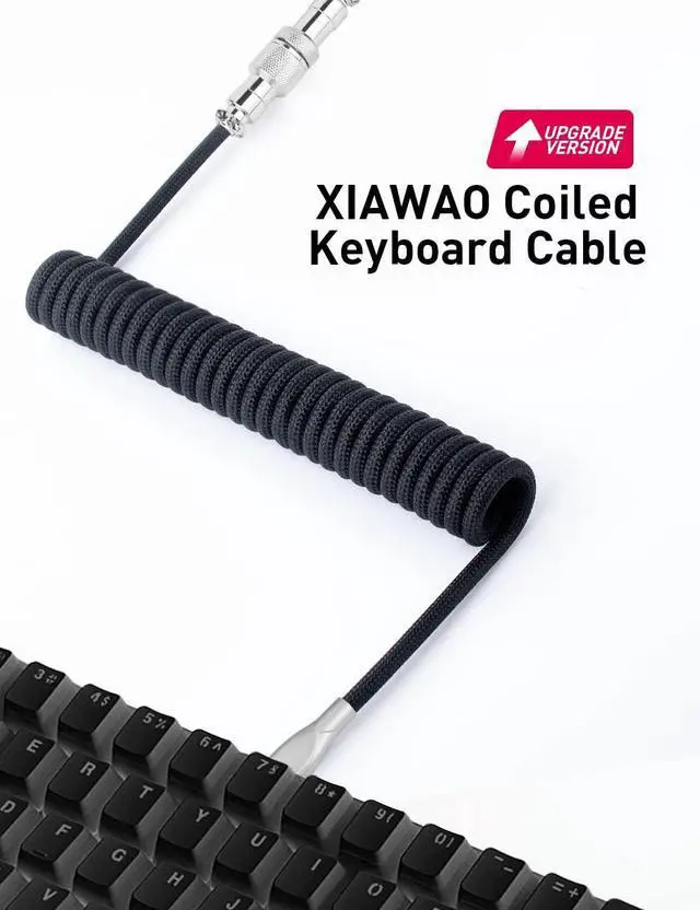 Alt view image 3 of 6 - Coiled Keyboard Cable (2Pack) Coiled USB C Cable for Gaming Keyboard with Detachable Metal Aviator Black