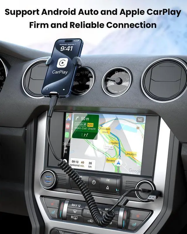 Alt view image 2 of 7 - Coiled USB C Cable CarPlay Cable for iPhone 16 15 Pro Max Plus  USB C/A to Type C Car Charger Cord for  Android Auto & More (3FT 2Pack)