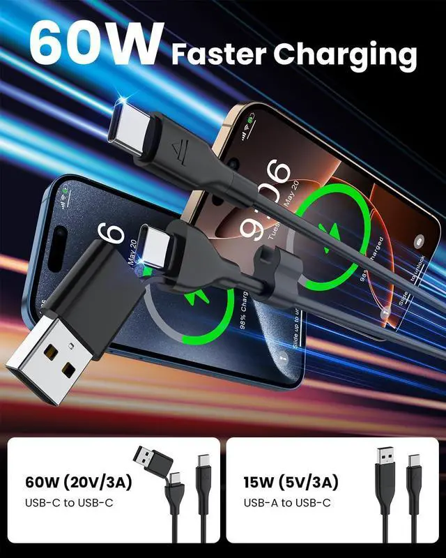 Alt view image 4 of 7 - Coiled USB C Cable CarPlay Cable for iPhone 16 15 Pro Max Plus  USB C/A to Type C Car Charger Cord for  Android Auto & More (3FT 2Pack)